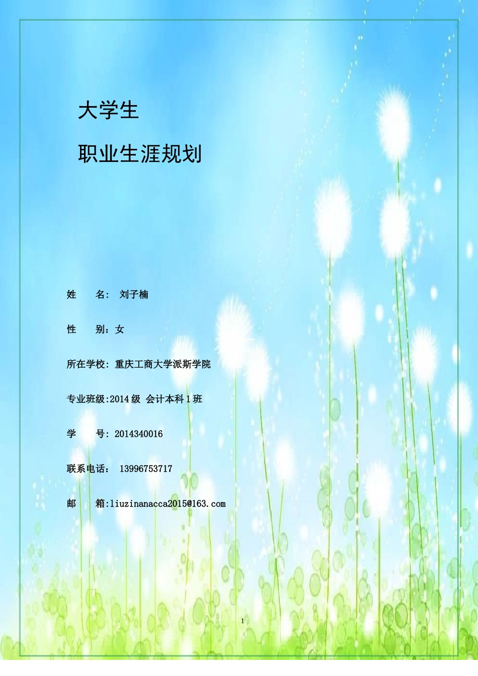 职业生涯规划书模版_第1页