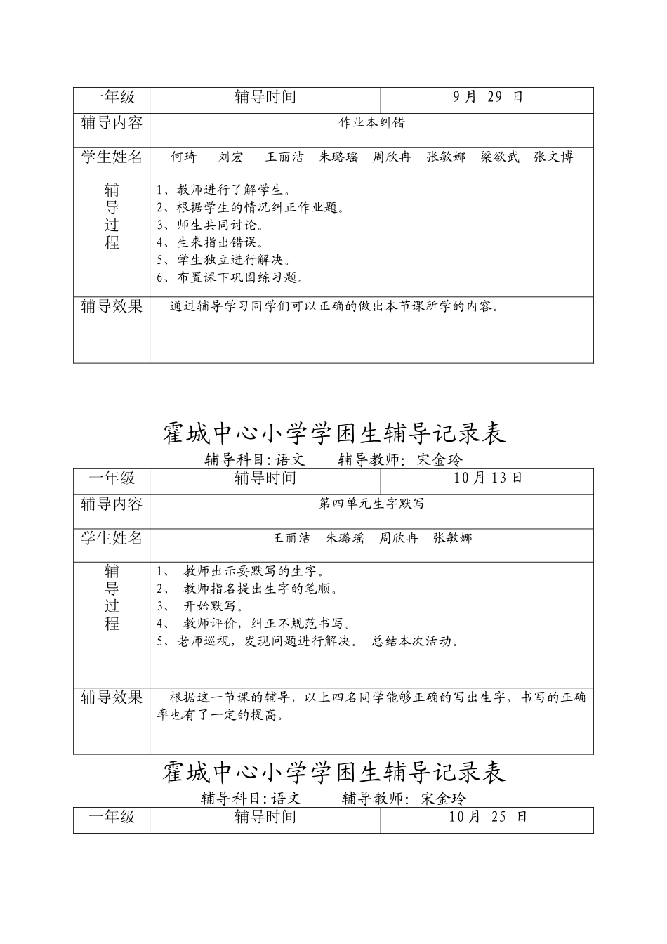 一年级语文学困生辅导记录表_第2页