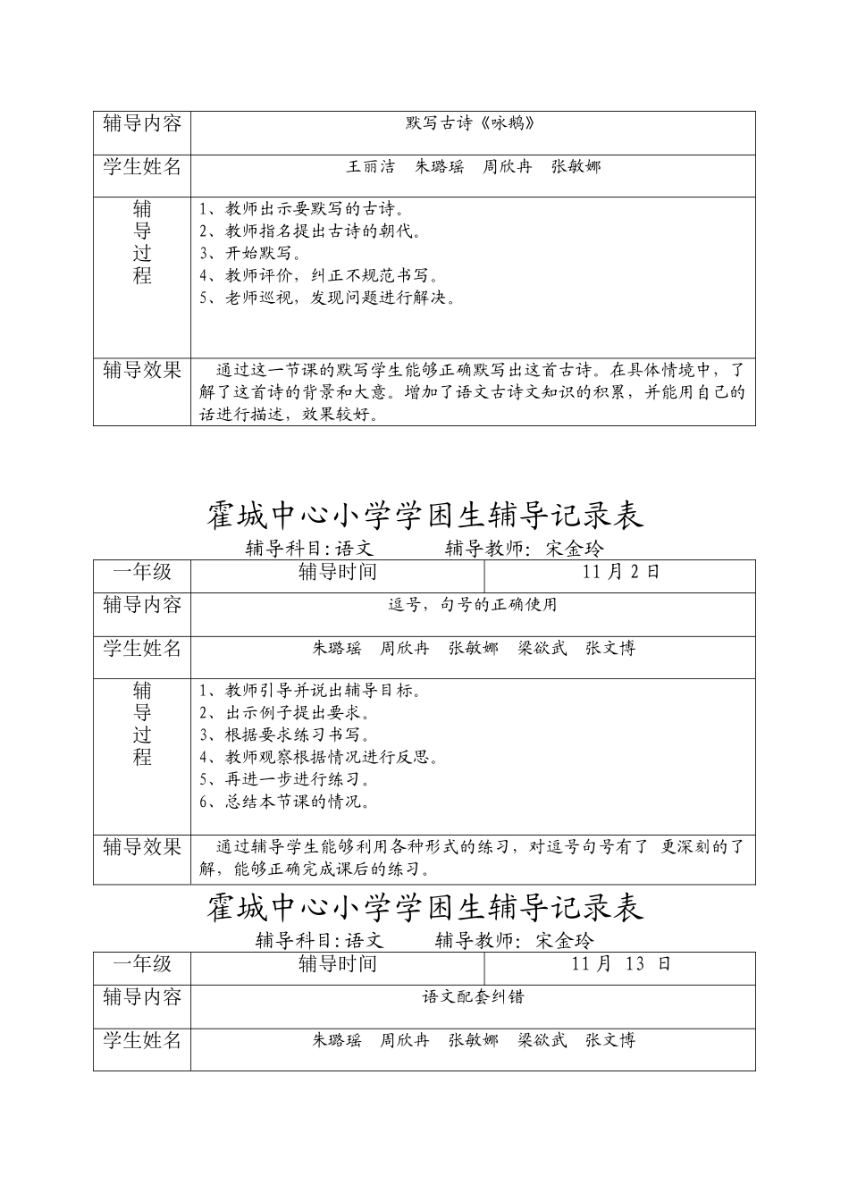 一年级语文学困生辅导记录表_第3页