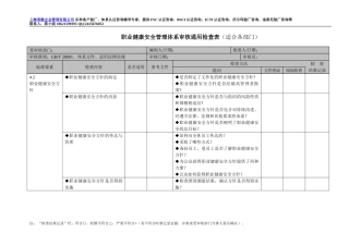 职业健康安全管理体系审核检查表