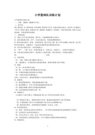 小学篮球训练计划
