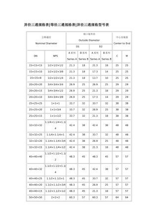 异径三通规格表