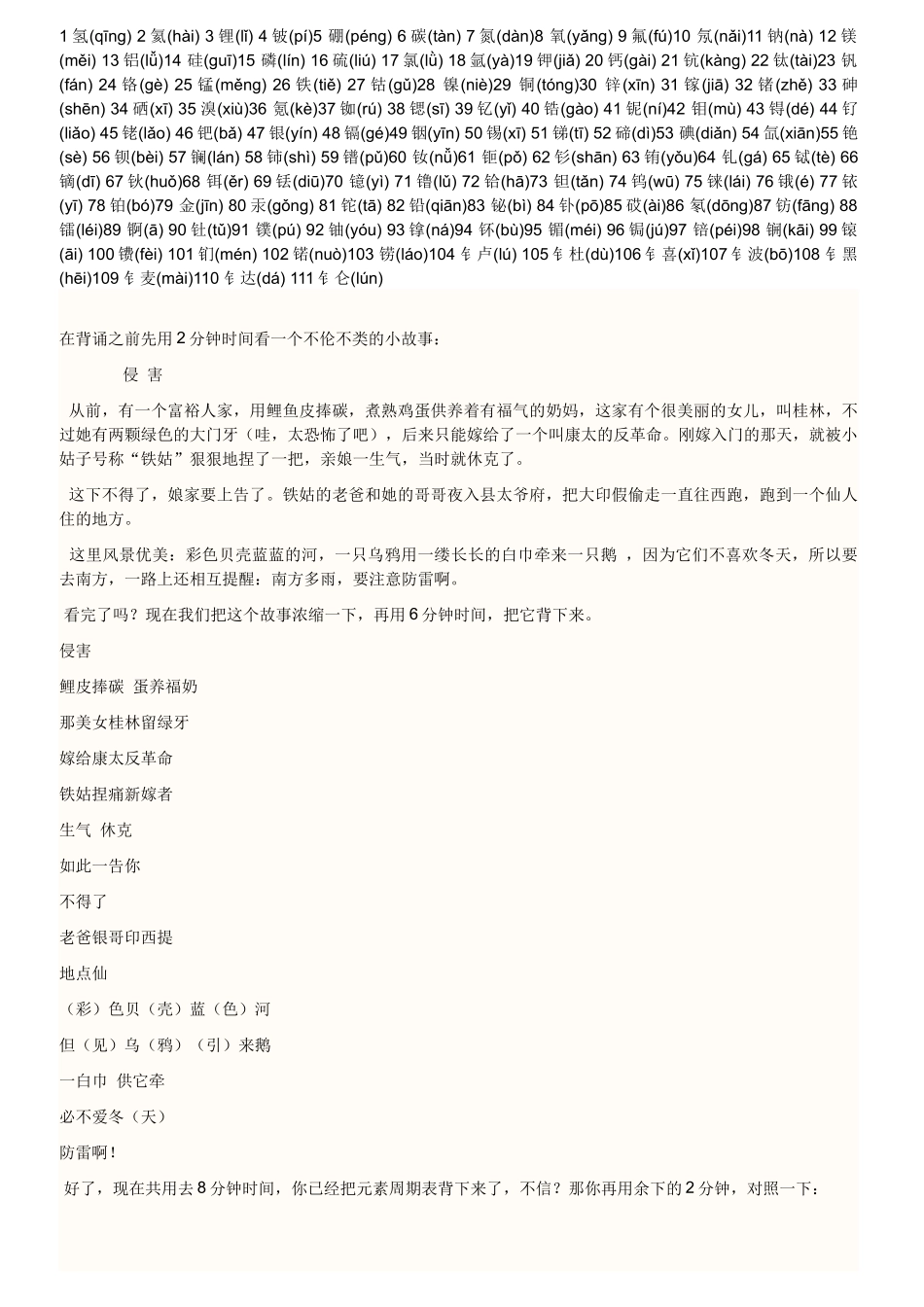 元素周期表及背诵方法_第2页