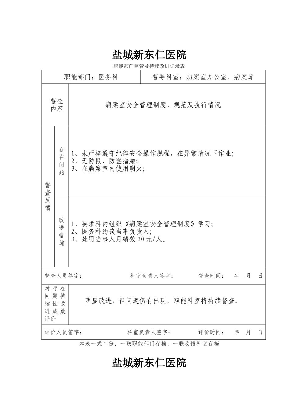 职能部门监管及持续改进记录表(4-23)_第1页