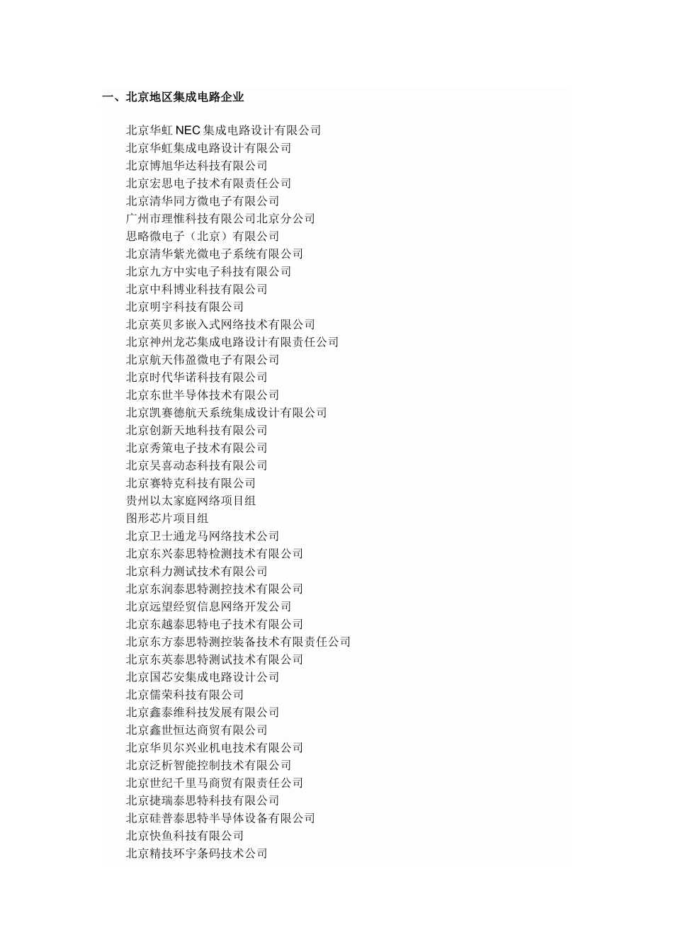 中国集成电路设计企业一览表_第1页