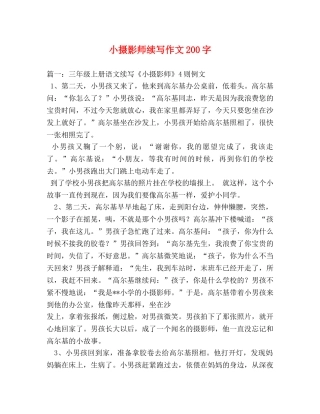 小摄影师续写作文200字 