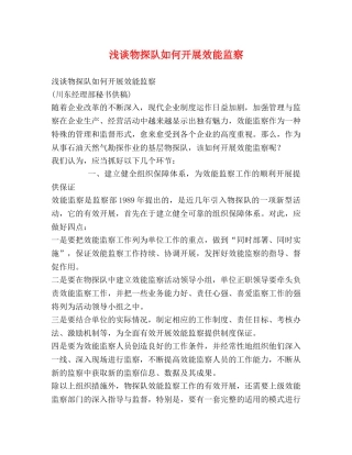 浅谈物探队如何开展效能监察 