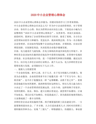 2024中小企业管理心得体会 