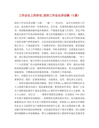 工作会议上的讲话_组织工作会议讲话稿（5篇） 