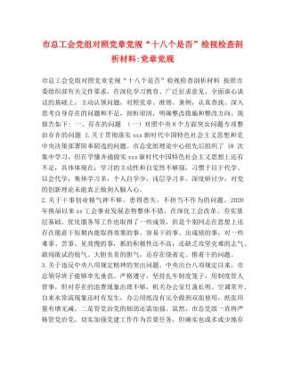 市总工会党组对照党章党规“十八个是否”检视检查剖析材料-党章党规 