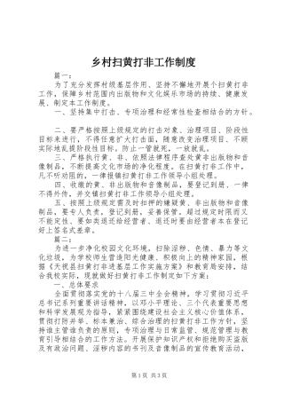 乡村扫黄打非工作制度