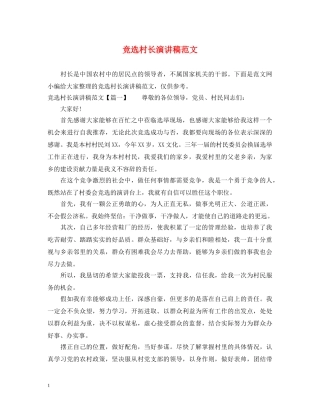 竞选村长演讲稿范文 