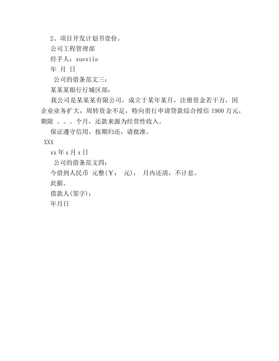 公司的借条范文四篇 _第2页
