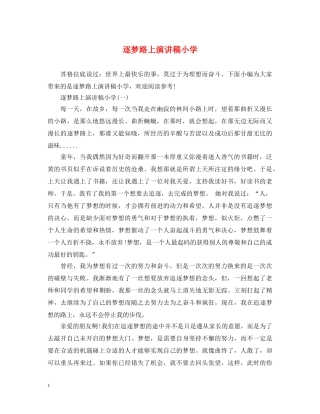逐梦路上演讲稿小学 