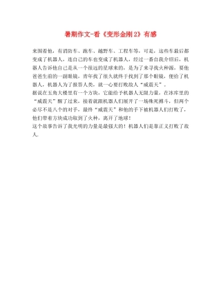 暑期作文-看《变形金刚2》有感 