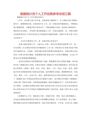 数据统计员个人工作自我参考总结三篇 