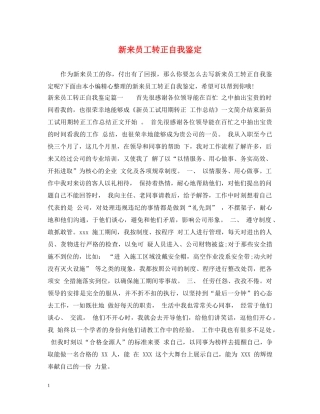 新来员工转正自我鉴定 
