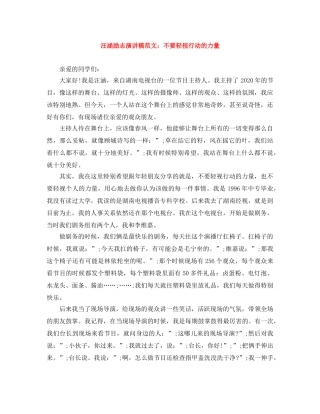 汪涵励志演讲稿范文不要轻视行动的力量 