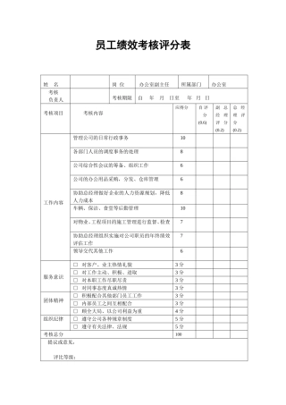 员工绩效考核表DOC