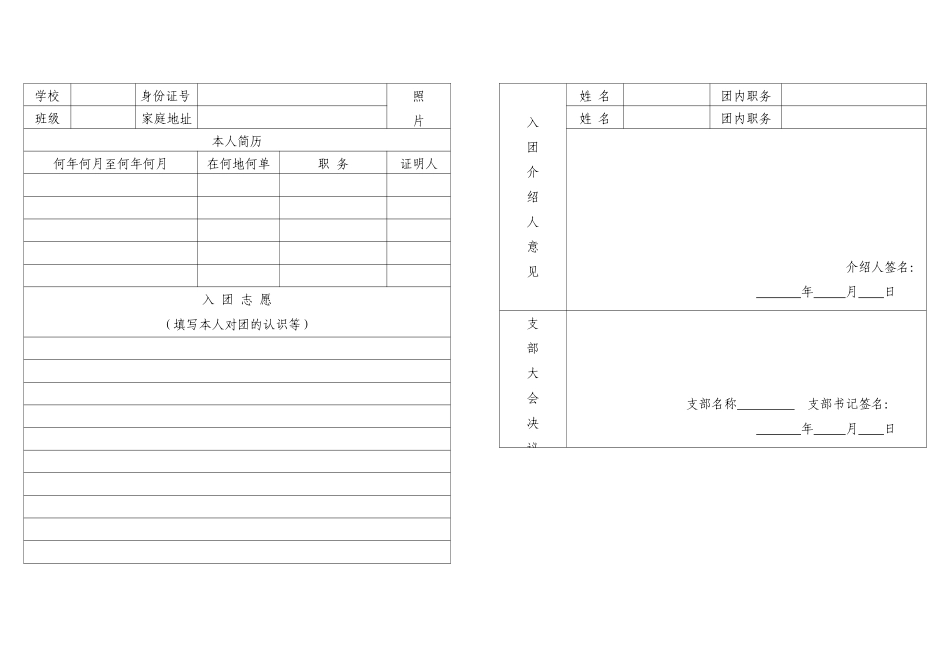 中学生入团志愿书表格(空白)_第2页