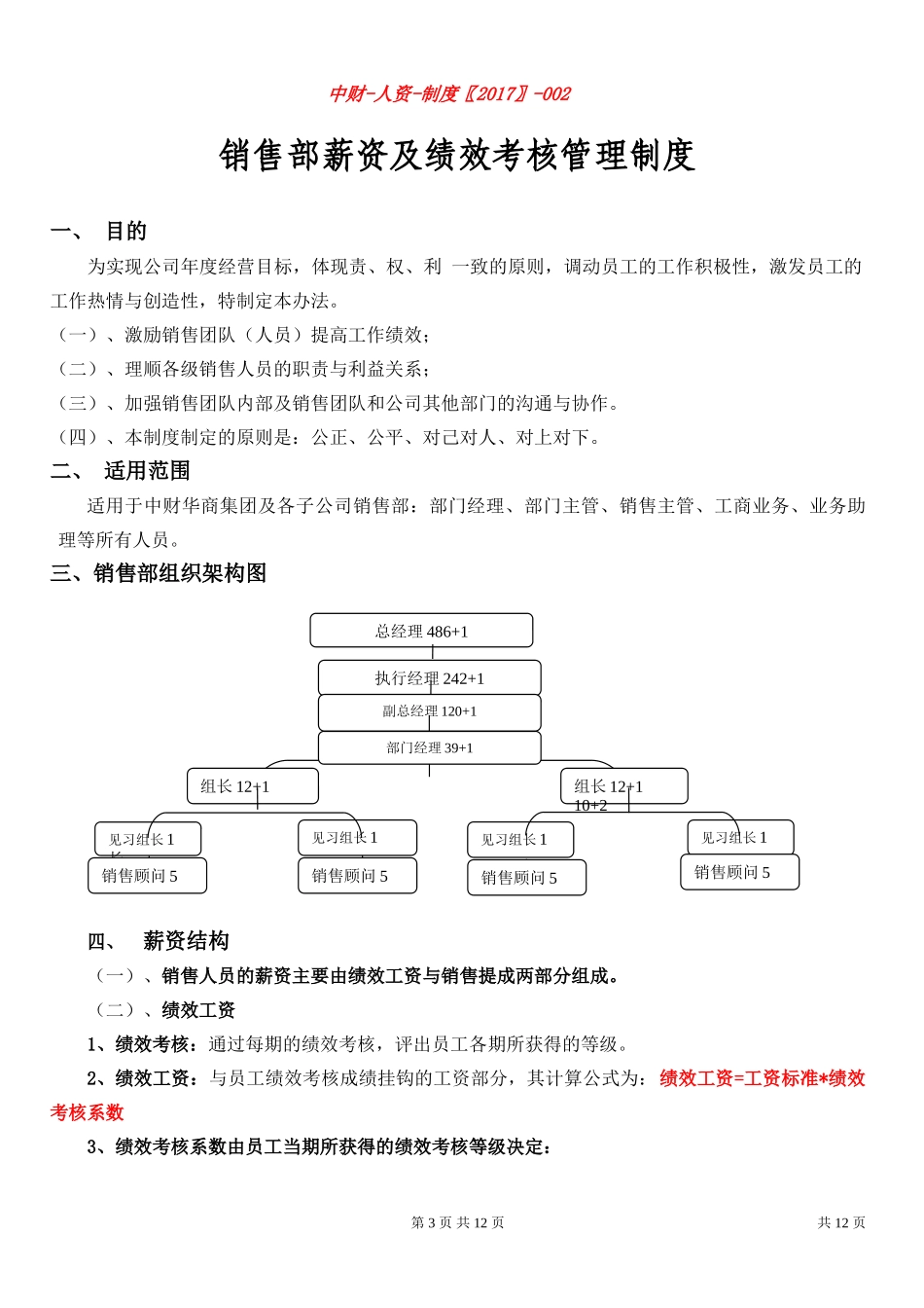 中财华商集团2017年绩效考核管理办法(销售团队)_第3页