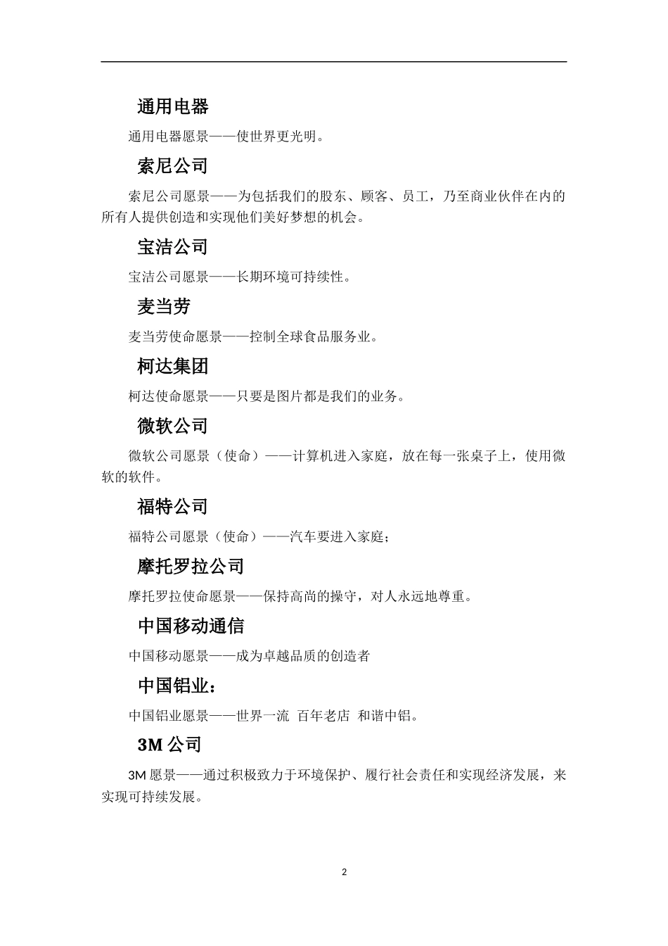 知名企业企业愿景_第2页