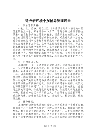 适应新环境个别辅导管理规章
