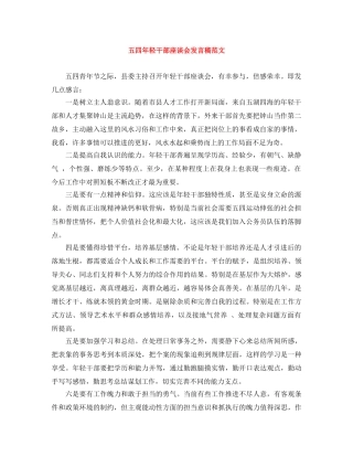 五四年轻干部座谈会发言稿范文 