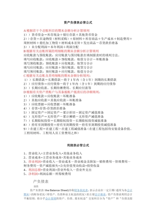 资产负债表必背公式