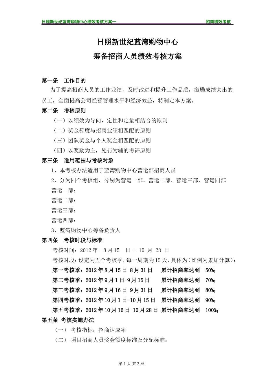 招商部门绩效考核方案_第1页