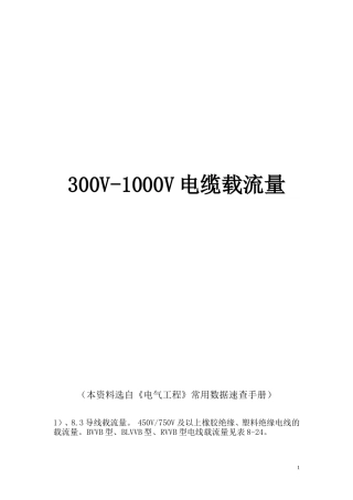 最新常用电缆电缆载流量表