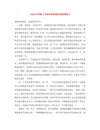 生命不打草稿,人生没有彩排的励志演讲稿范文 