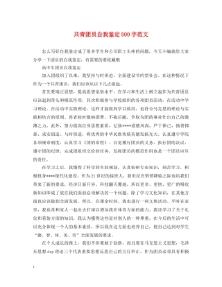 共青团员自我鉴定500字范文 