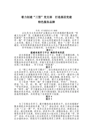 着力创建“三型”党支部-打造基层党建特色服务品牌