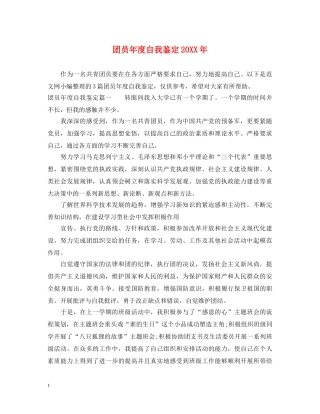 团员年度自我鉴定20XX年 