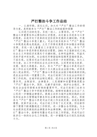 严打整治斗争工作总结