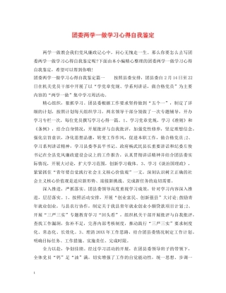 团委两学一做学习心得自我鉴定 