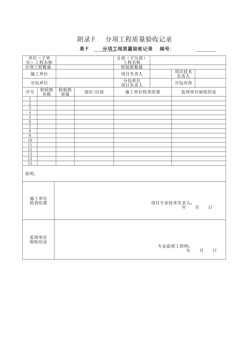 新版分项工程质量验收记录表填表说明_第1页