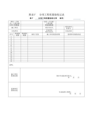 新版分项工程质量验收记录表填表说明