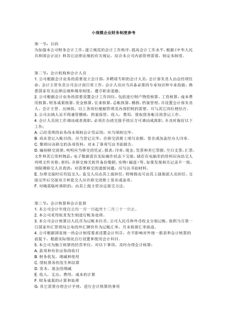 小规模企业财务制度参考