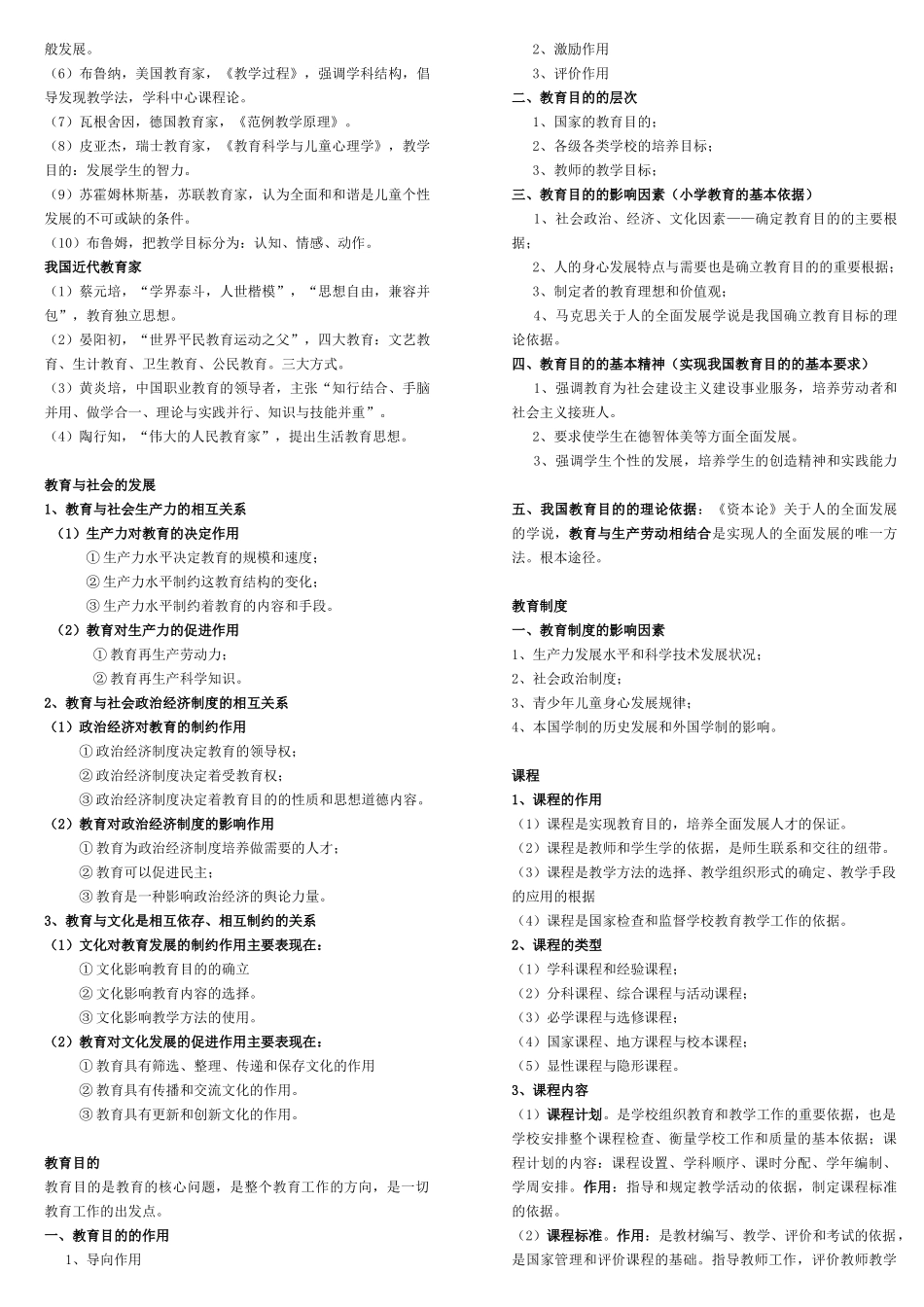 小学教育教学知识与能力考点(个人整理-笔试已过)_第2页