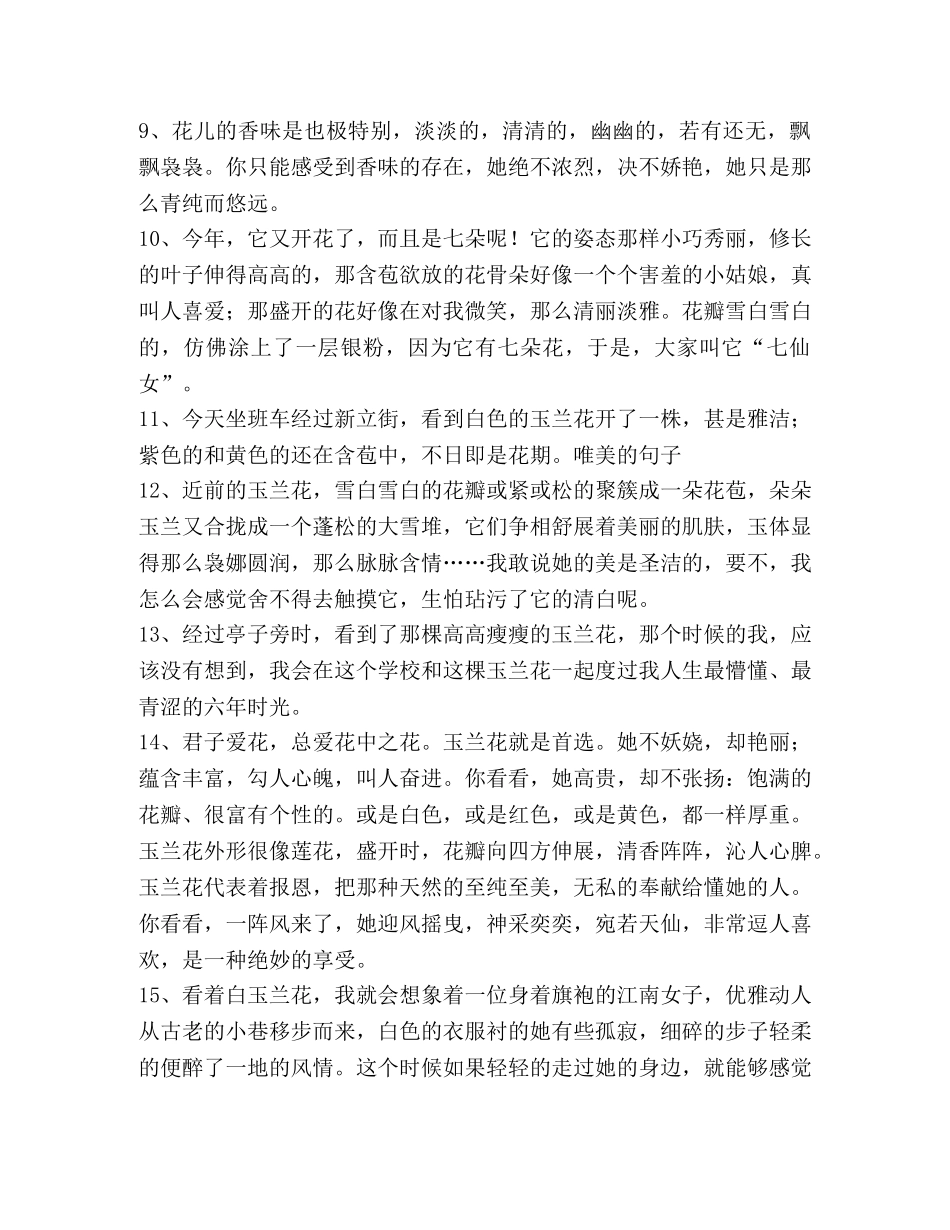 描写玉兰花的句子 _第2页