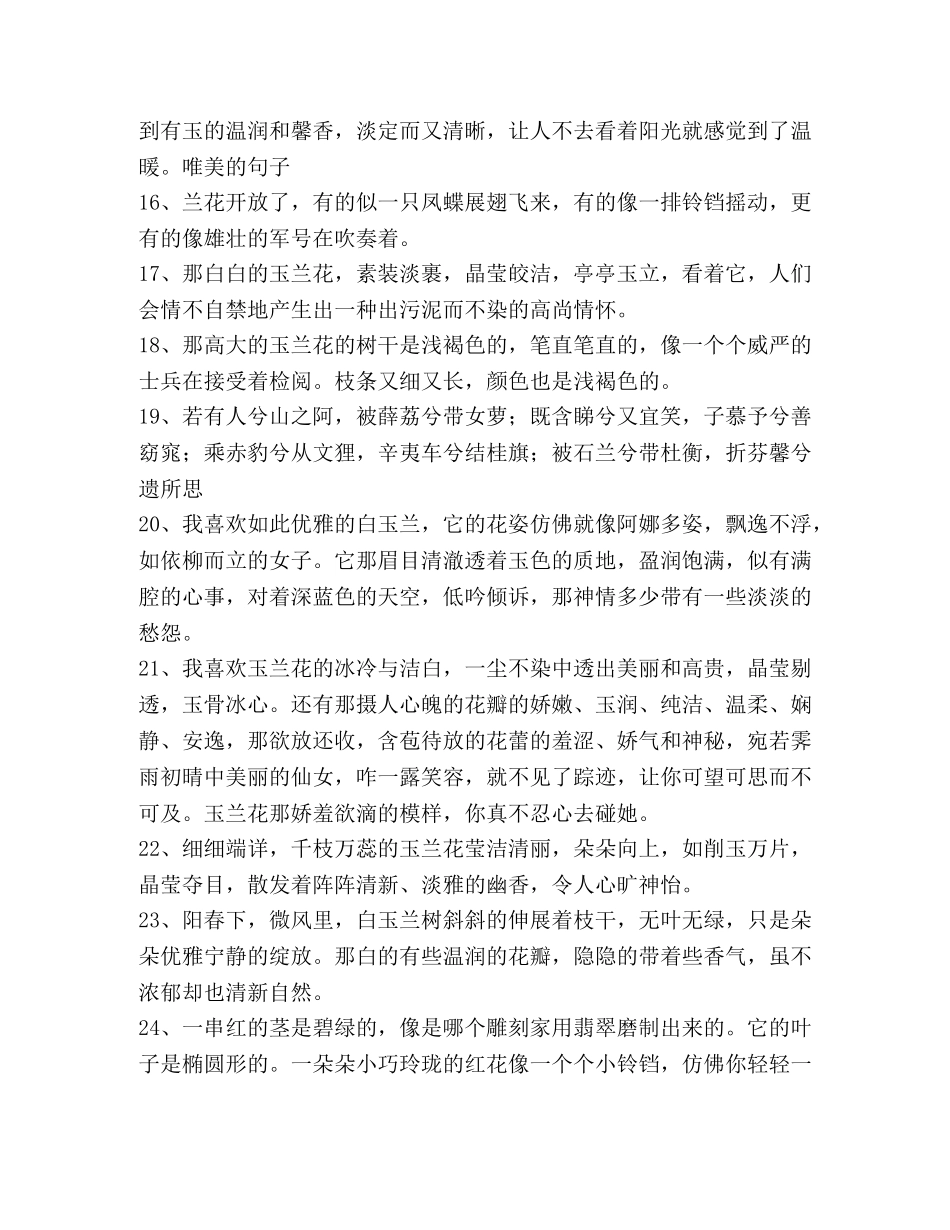 描写玉兰花的句子 _第3页