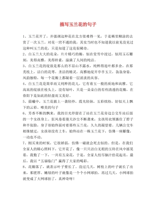 描写玉兰花的句子 