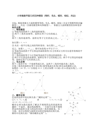 小学奥数平面几何五种面积模型(等积-鸟头-蝶形-相似-共边)
