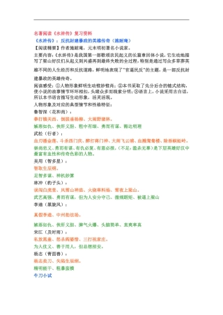 最新初中语文中考名著阅读《水浒传》复习资料(含答案)