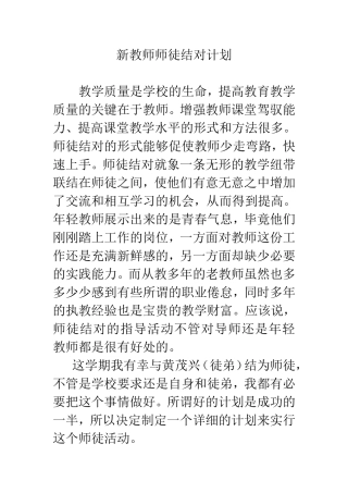 新教师师徒结对计划