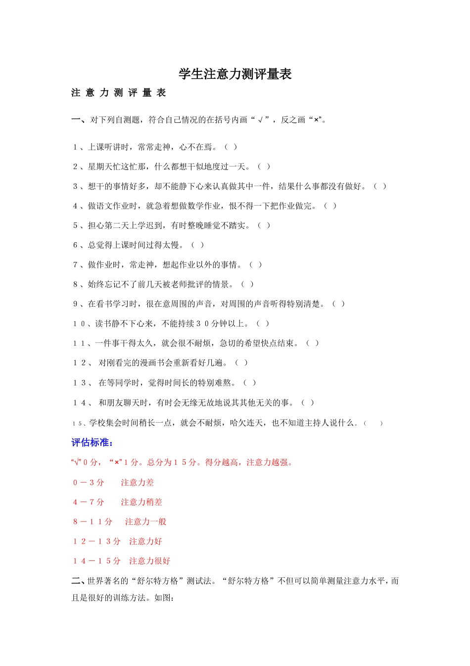 注意力测评量表(家庭版)_第1页