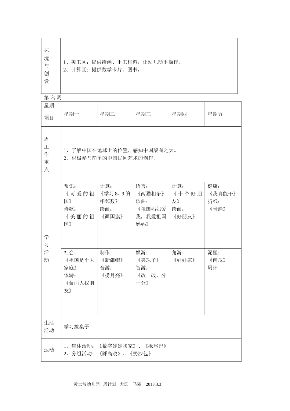 幼儿园大班周计划_第2页