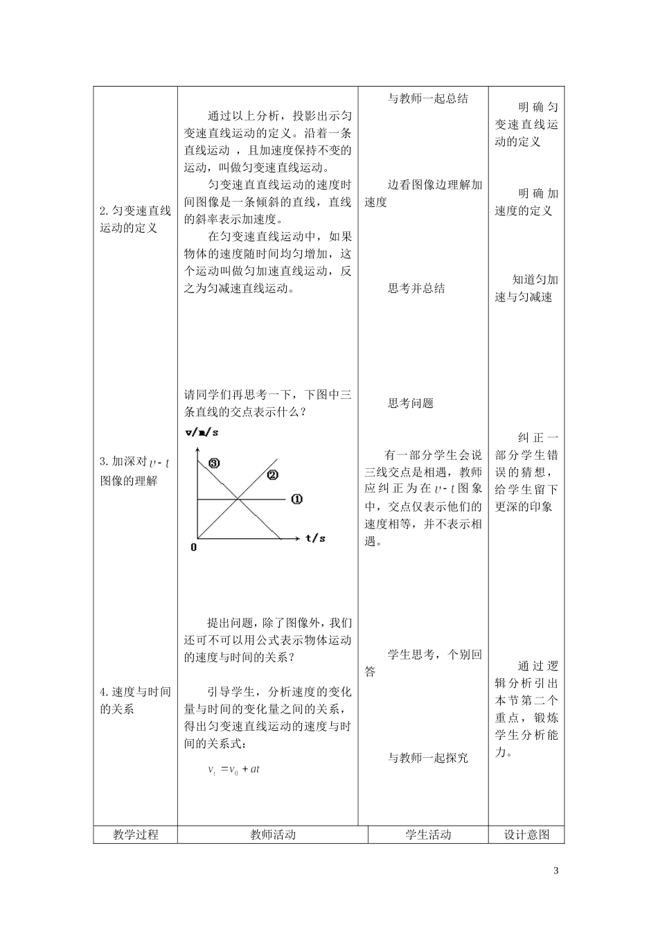 匀变速直线运动速度与时间的关系教学设计(完整无删节版)_第3页